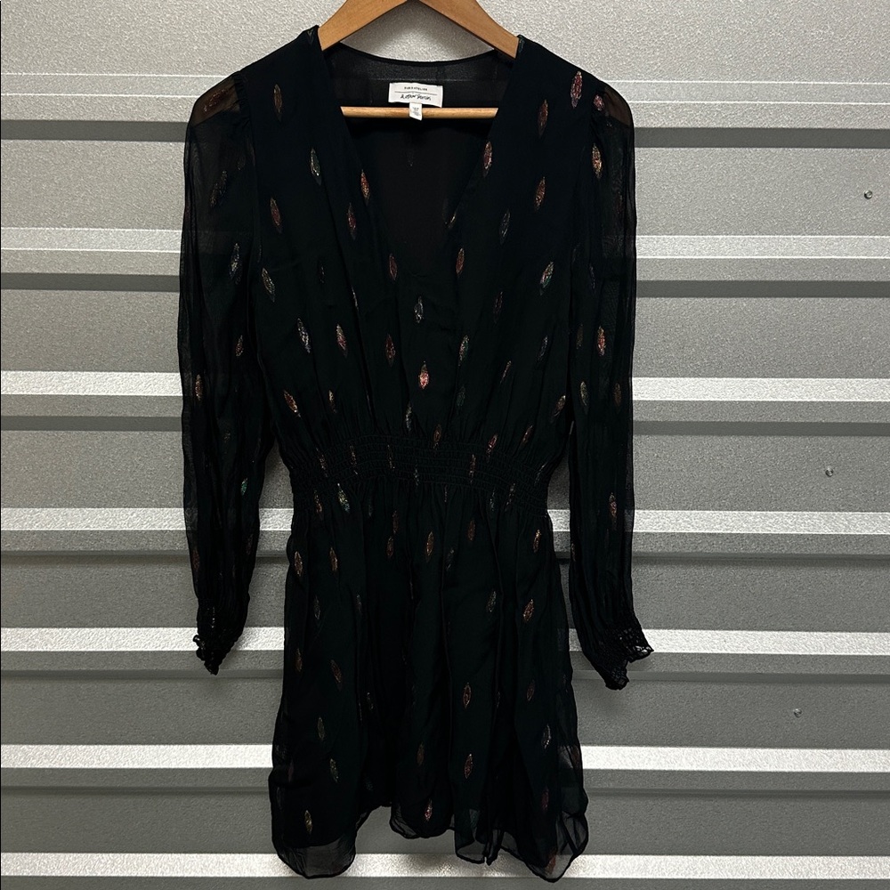Paris Atelier & Other Stories Womens Sheer Metallic Long Sleeve Mini‎ Dress Sz 8